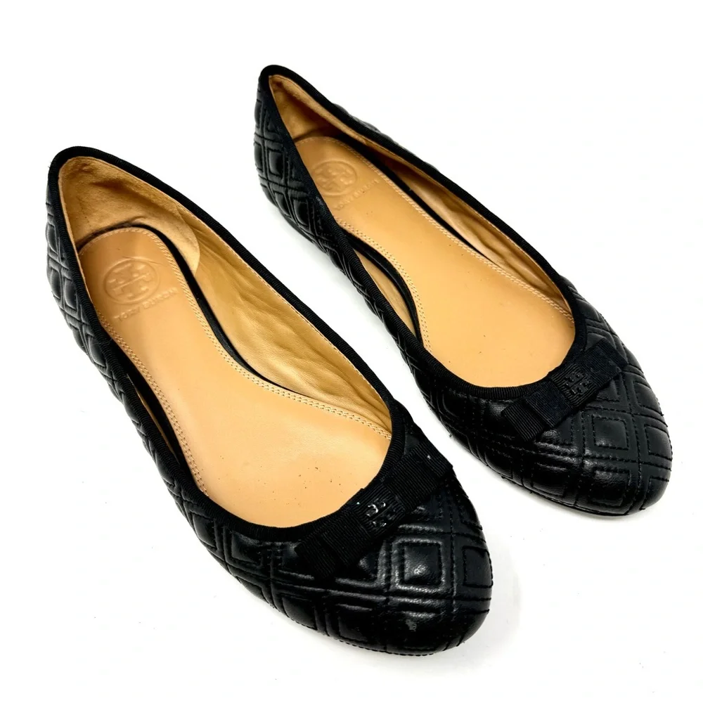 Tory Burch Marion Quilted Leather Ballet Flat Black